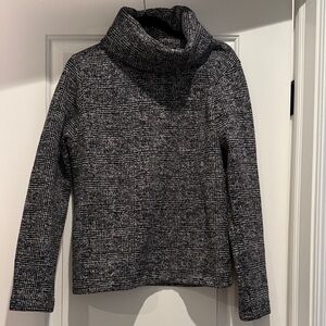 J. Crew Black and Gray Plaid Turtleneck Sweater